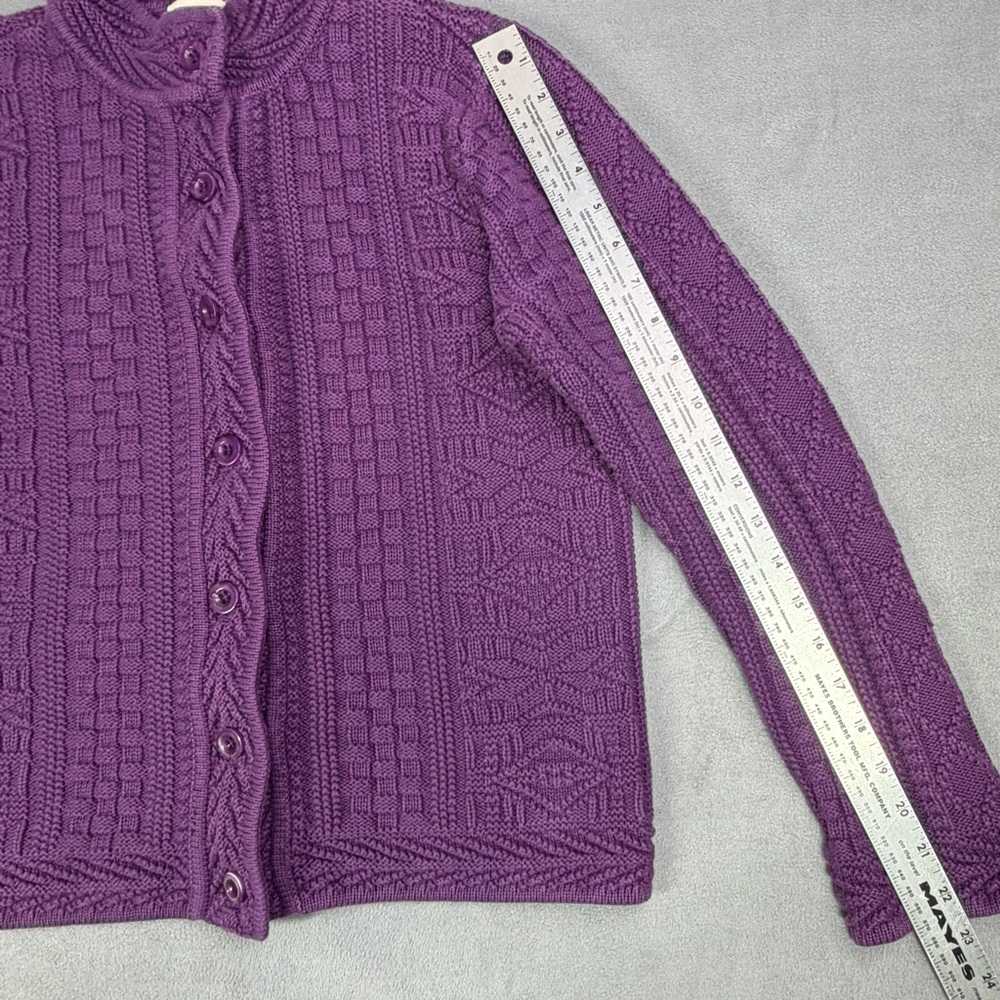 L.L. Bean Purple Cable-Knit Button-Front Cardigan - Picture 5 of 10